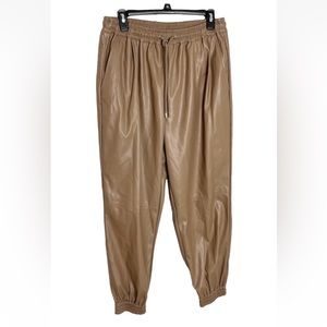 Women’s casual drawstring faux leather jogger pant with pockets Size XL NWT
